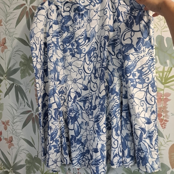 JM Collection Blue and White Linen Skirt Size 18w - Picture 2 of 13